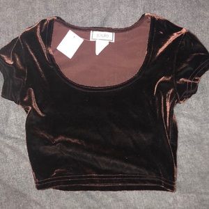 Joule Brown velour crop top vintage